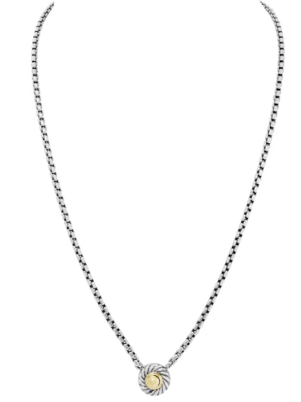 David Yurman Cable cookie necklace in sterling silver and 14k yellow gold